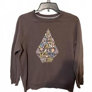 Volcom Purple Women's Y2K Graphic Surf Skater Sweatshirt Pullover Size Small